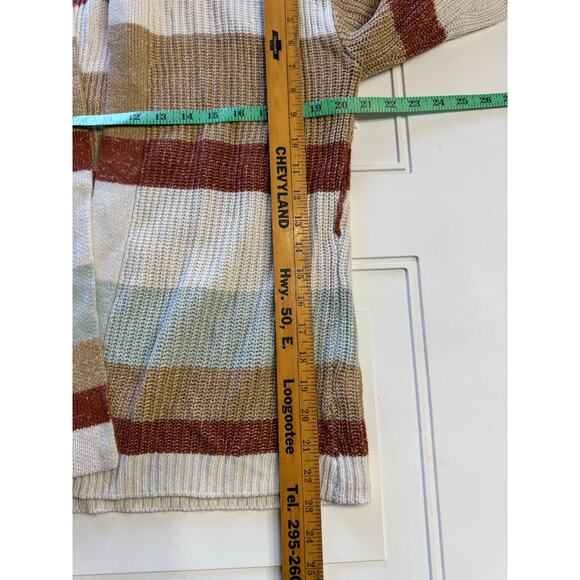 Nine West Women’s Chunky Striped Cardigan Ivory Brown Blue Size Medium M Soft - Picture 5 of 5